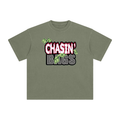 White and grey flame icon on Enzyme Washed T-Shirt