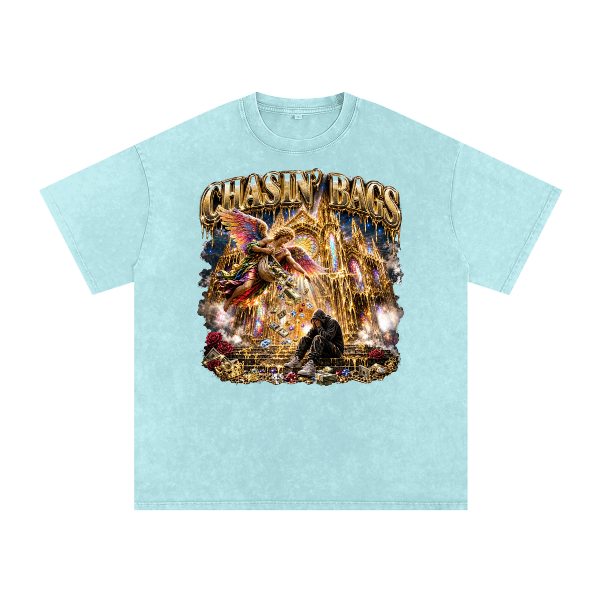 Snow Washed Oversized Cotton T-Shirt