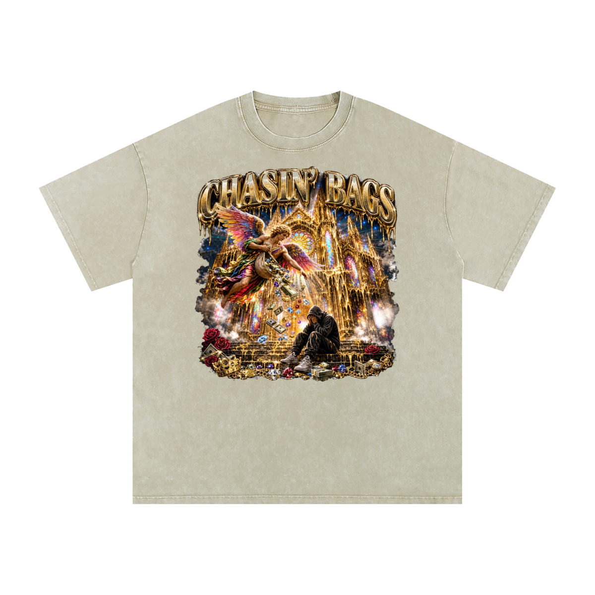 Snow Washed Oversized Cotton T-Shirt