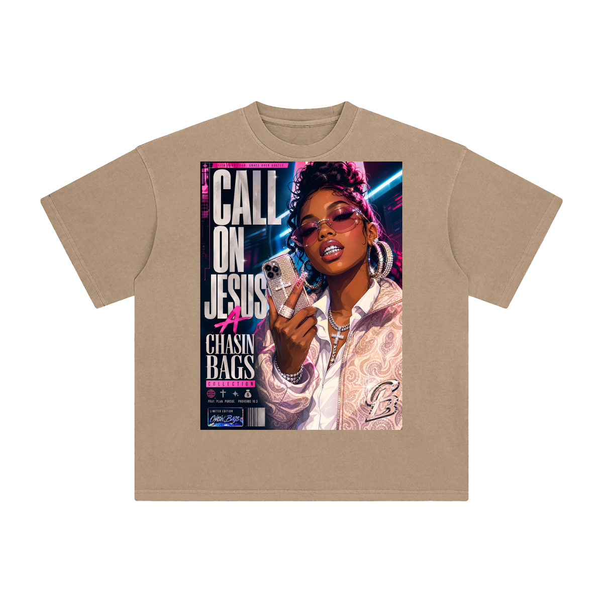 CALL ON JESUS Enzyme Washed T-Shirt