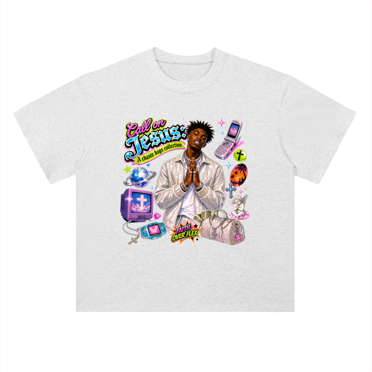 Call on Jesus Heavyweight Drop Shoulder Cotton T-Shirt