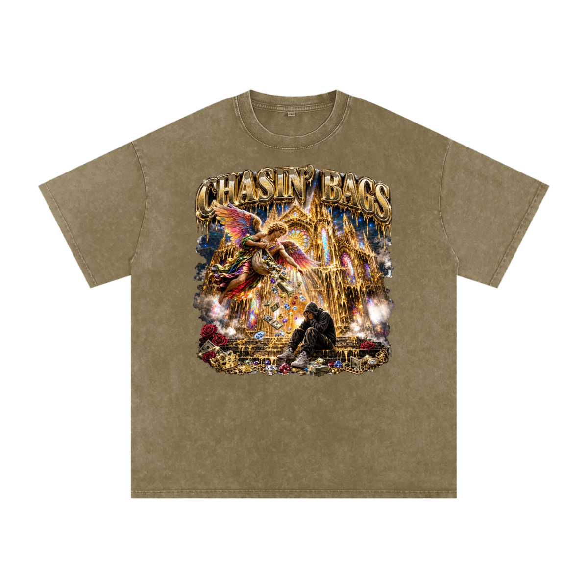 Snow Washed Oversized Cotton T-Shirt