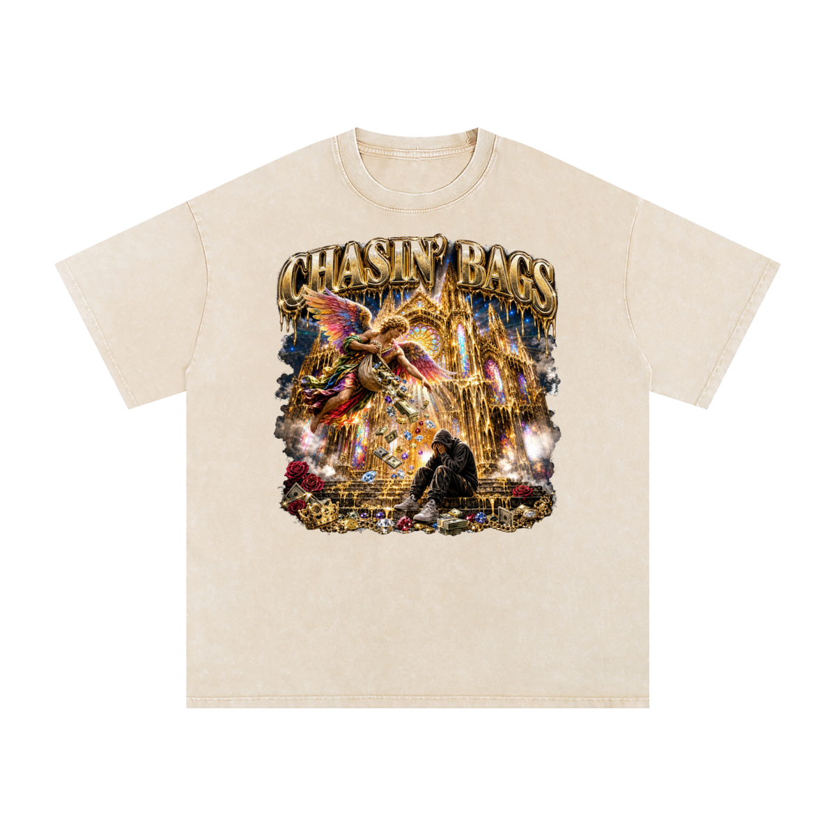 Snow Washed Oversized Cotton T-Shirt