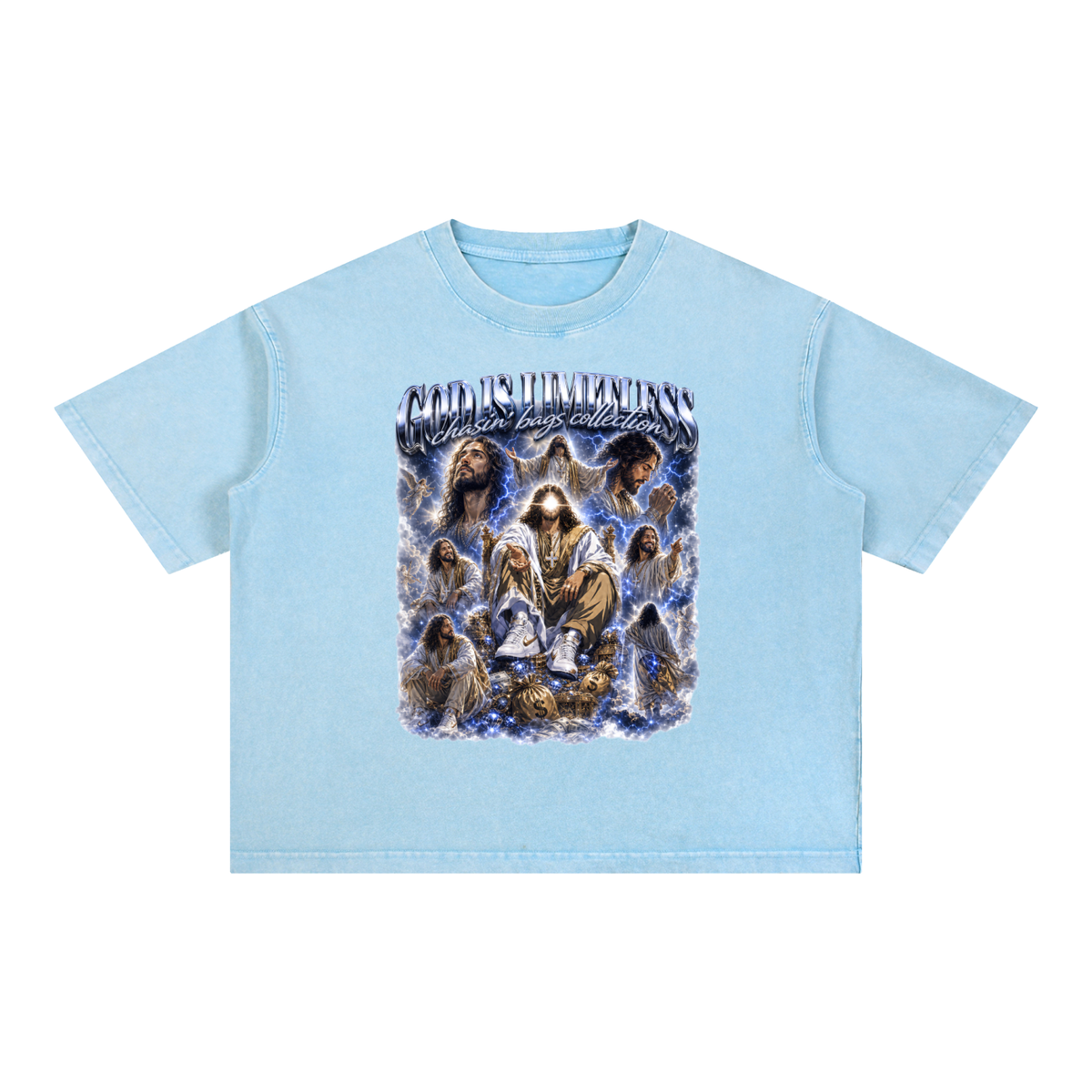 JESUS Mineral Wash Boxy Cotton T-Shirt