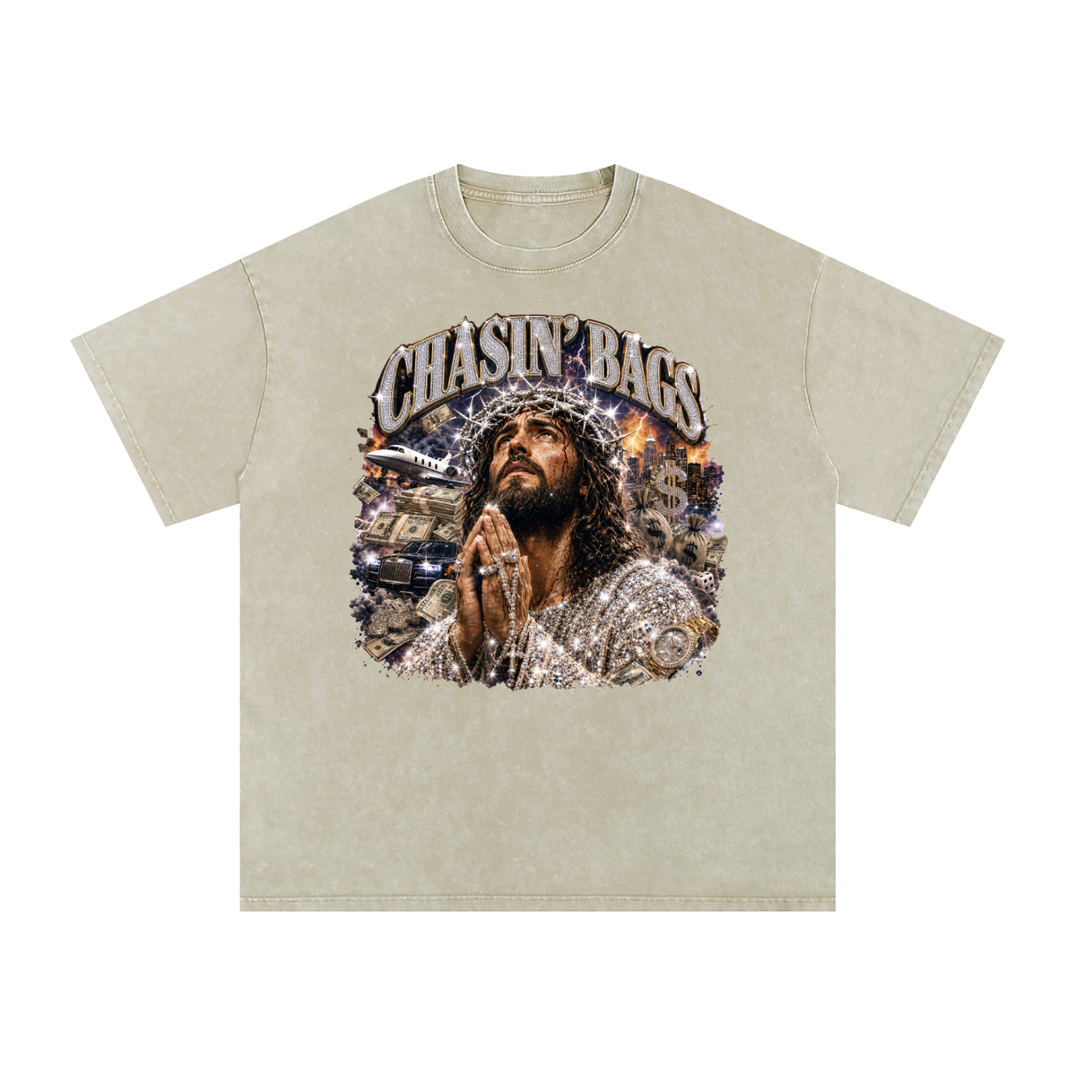 Snow Washed Oversized Cotton T-Shirt