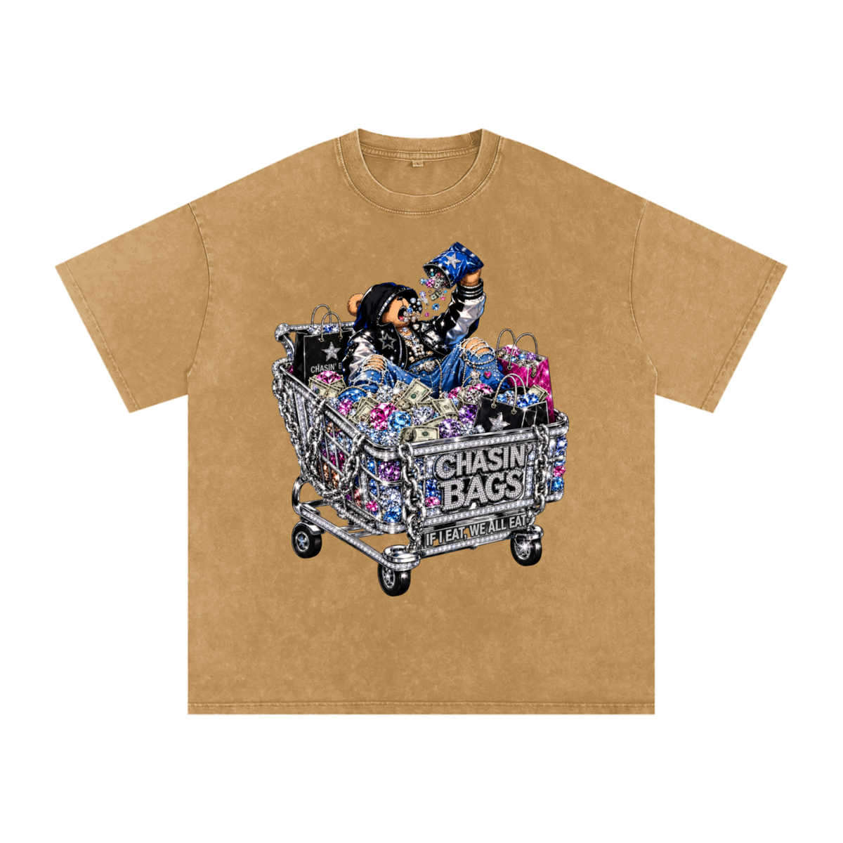 IF I EAT BEARY ON Snow Washed Oversized Cotton T-Shirt
