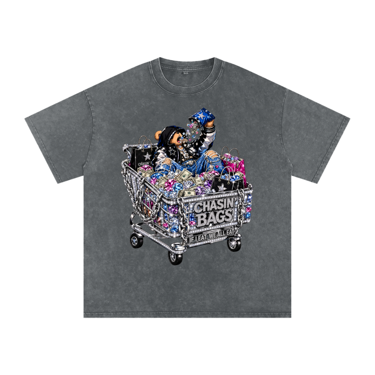 IF I EAT BEARY ON Snow Washed Oversized Cotton T-Shirt