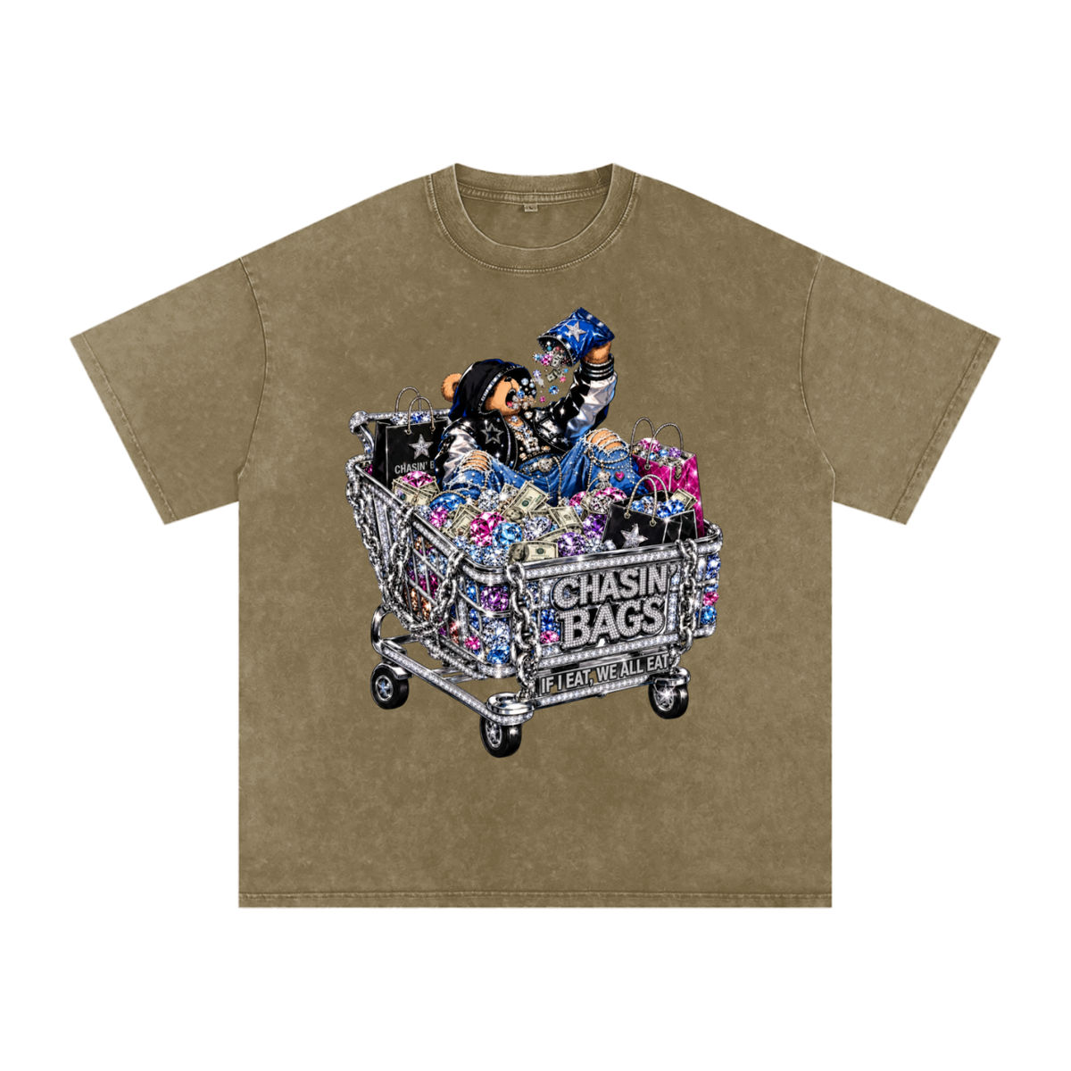 IF I EAT BEARY ON Snow Washed Oversized Cotton T-Shirt