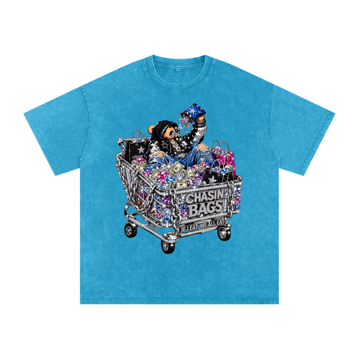 IF I EAT BEARY ON Snow Washed Oversized Cotton T-Shirt