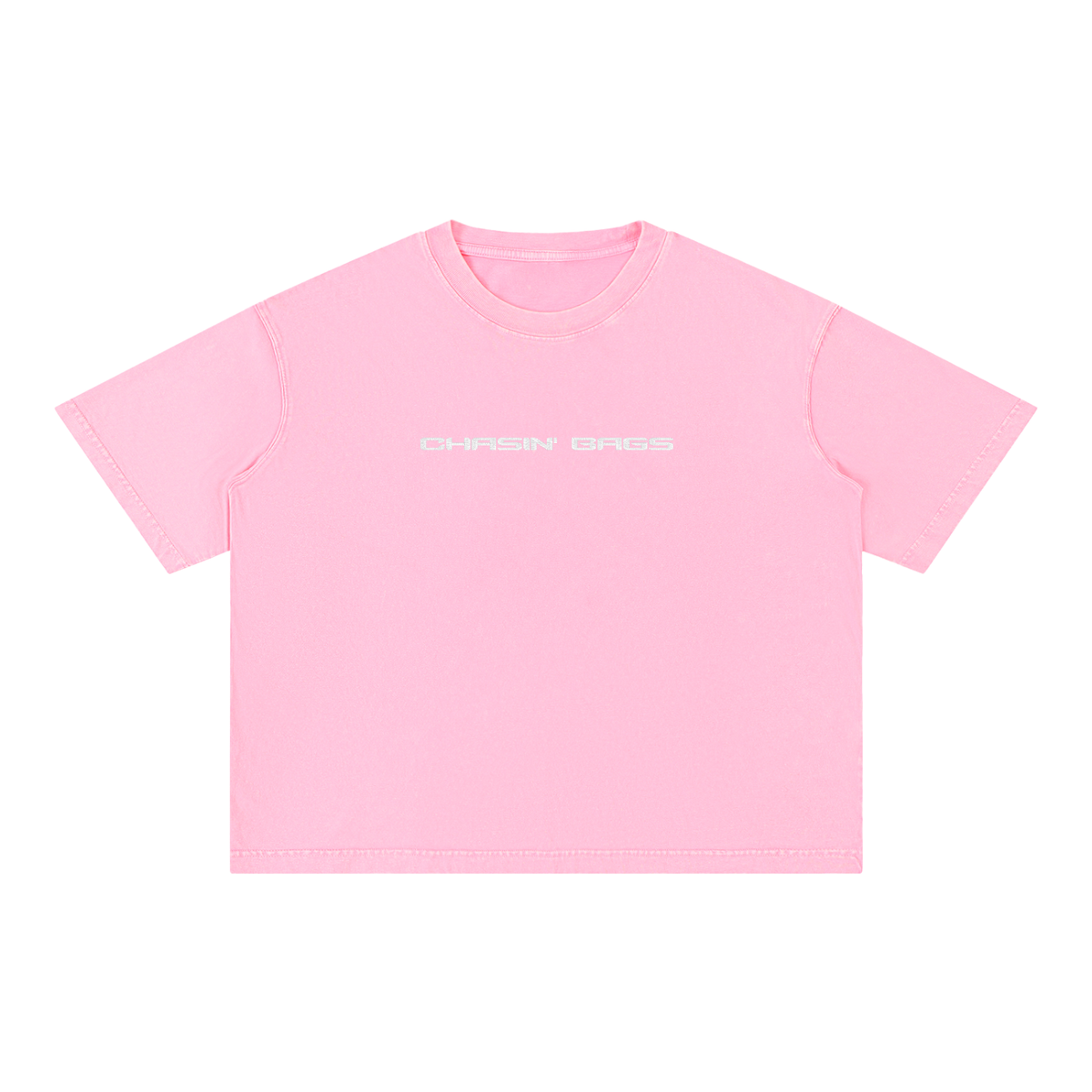 CB WHITE EMBROIDERY on a Mineral Wash Boxy Cotton T-Shirt