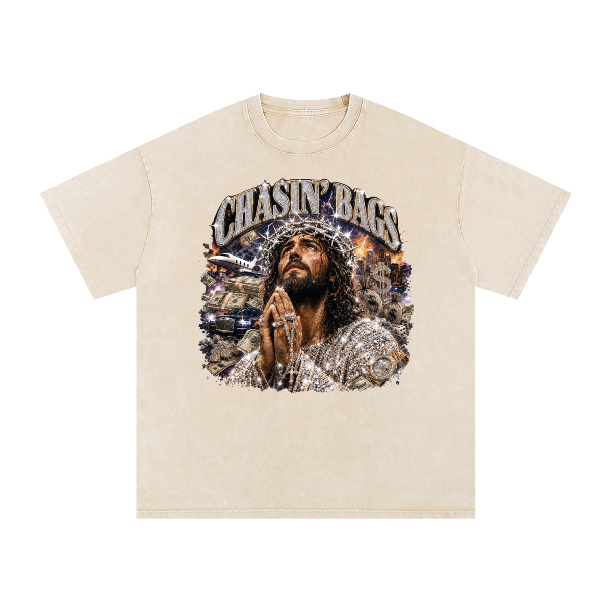 Snow Washed Oversized Cotton T-Shirt