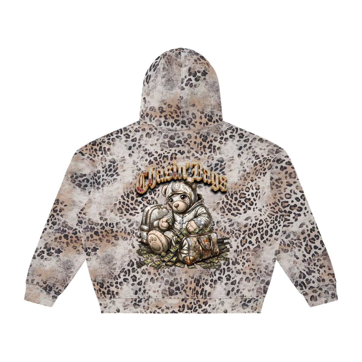BEARY Unisex Vintage Wash Leopard Full Zip Hoodie
