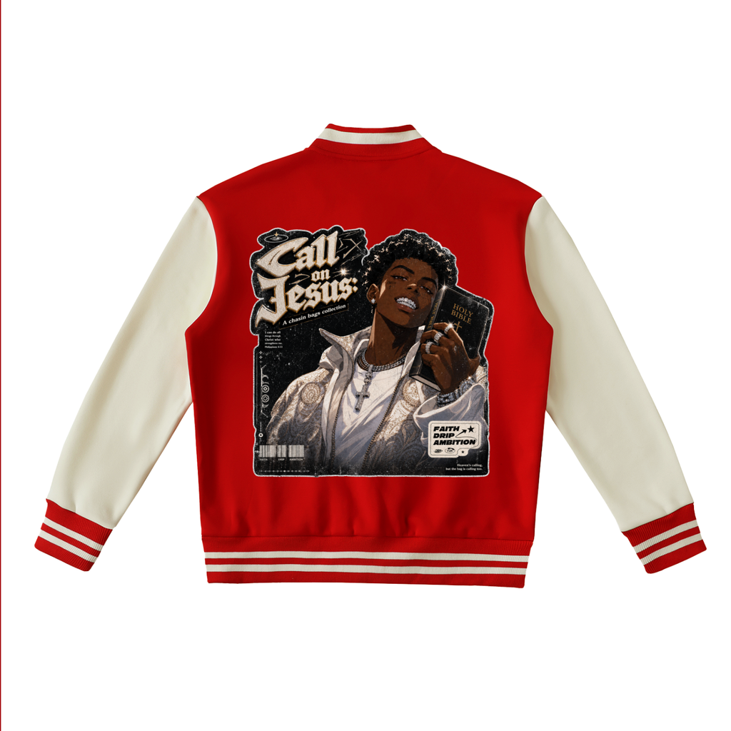PRAYER WARRIOR on Two-Tone Fleeced Varsity Jacket