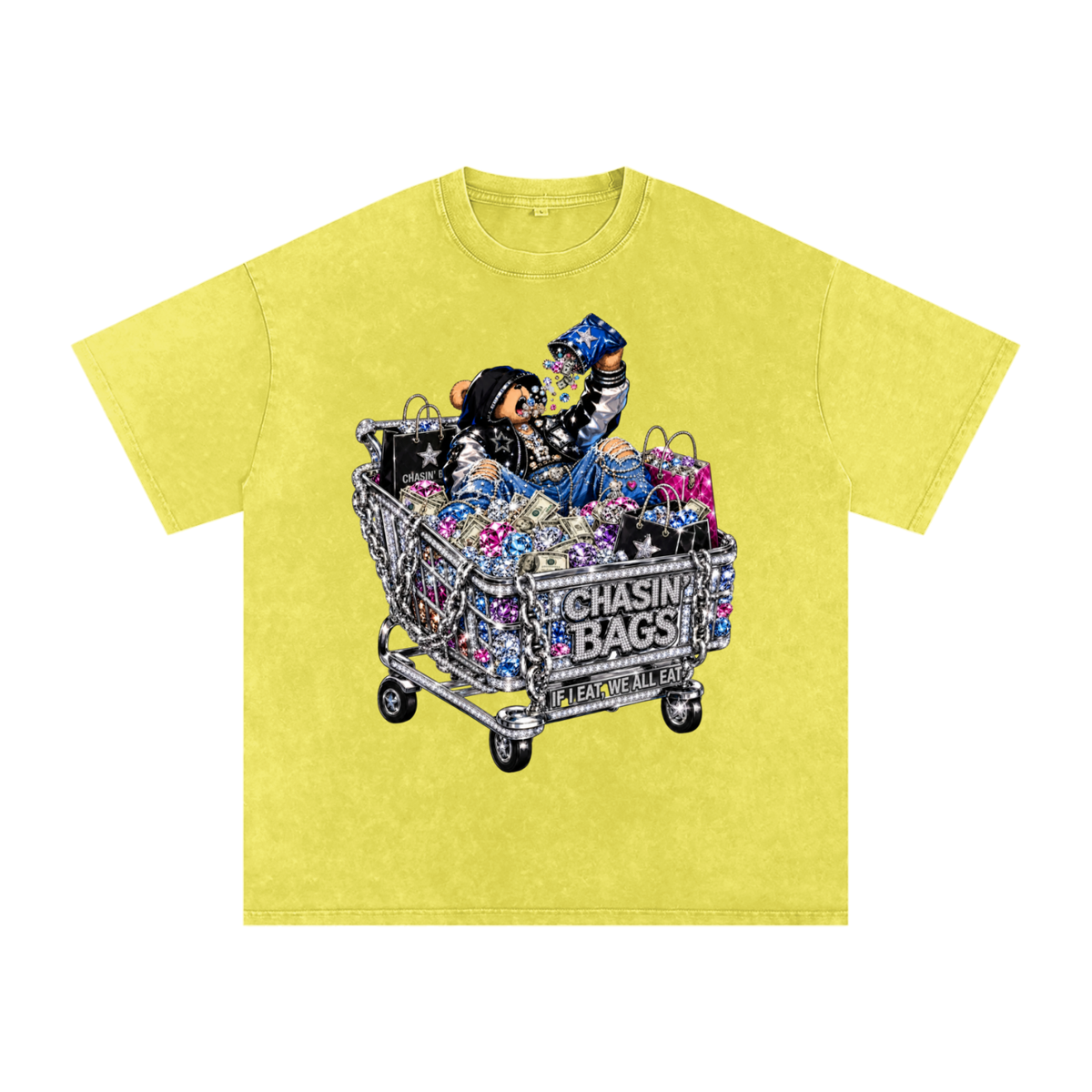 IF I EAT BEARY ON Snow Washed Oversized Cotton T-Shirt