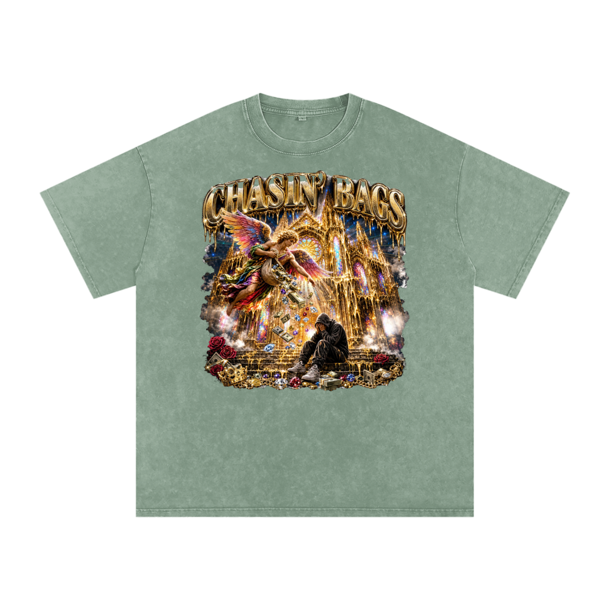 Snow Washed Oversized Cotton T-Shirt