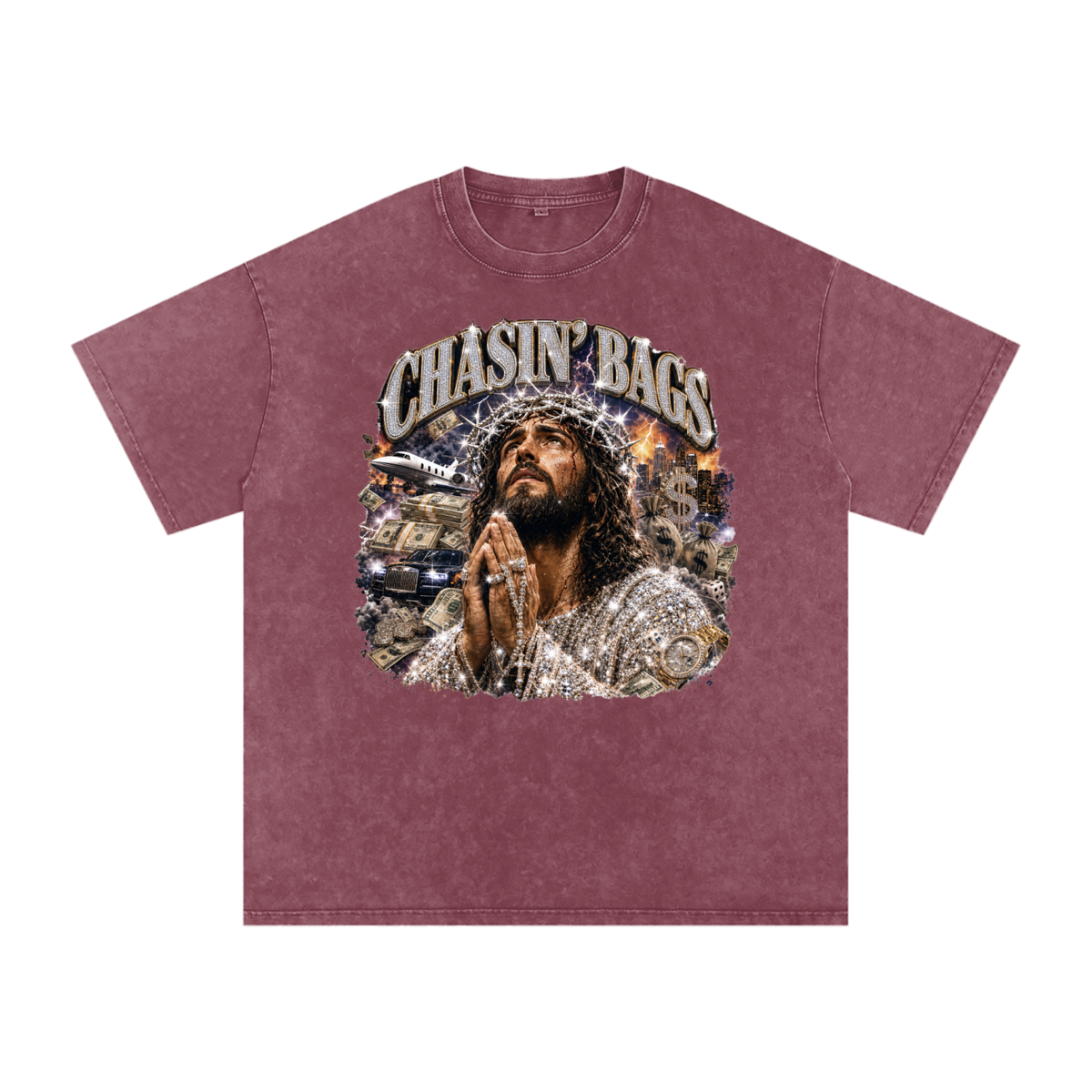 Snow Washed Oversized Cotton T-Shirt