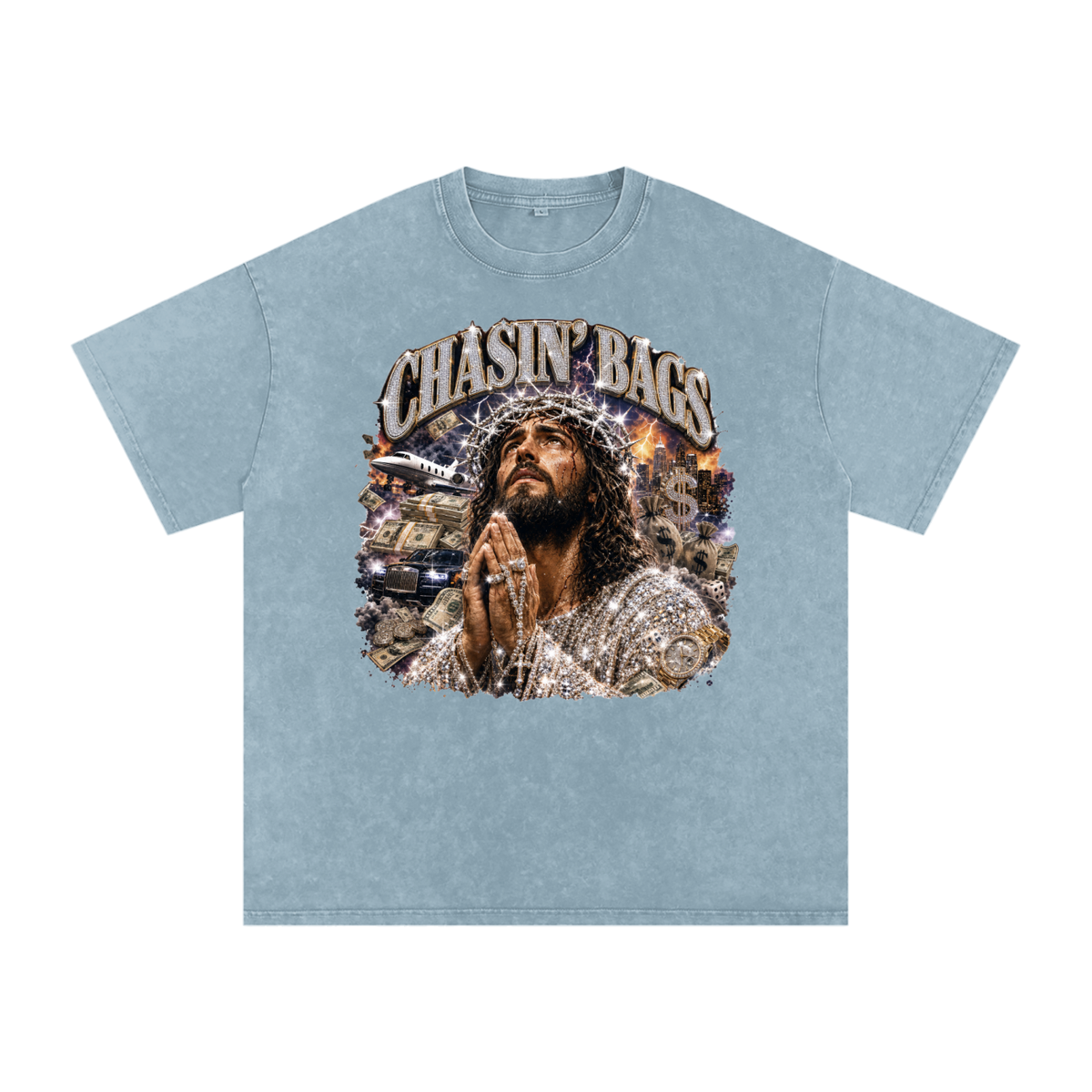 Snow Washed Oversized Cotton T-Shirt
