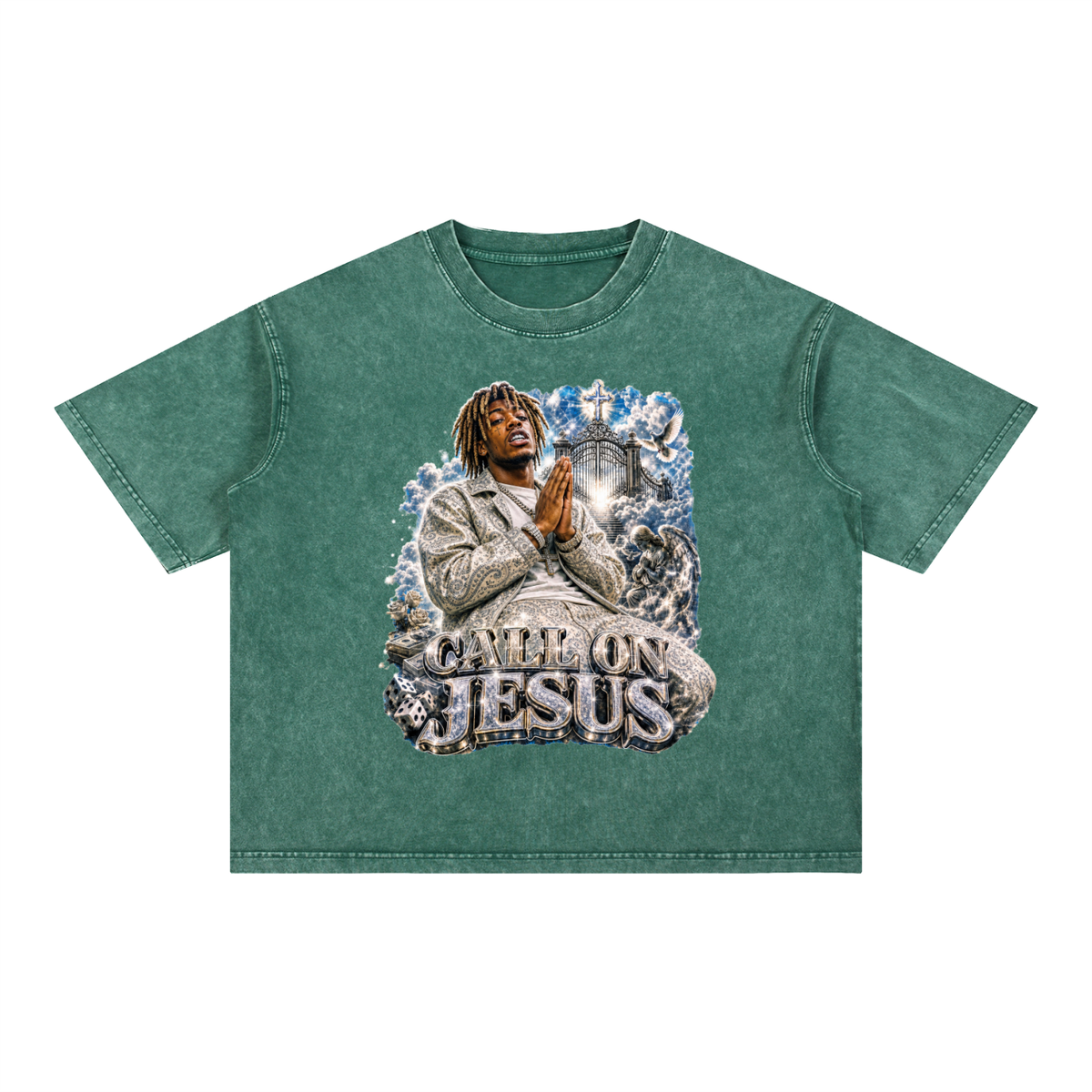 CALL ON Mineral Wash Boxy Cotton T-Shirt