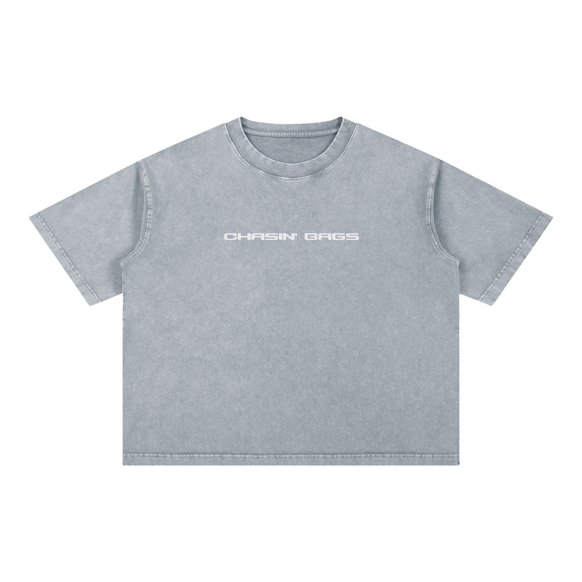 CB WHITE EMBROIDERY on a Mineral Wash Boxy Cotton T-Shirt