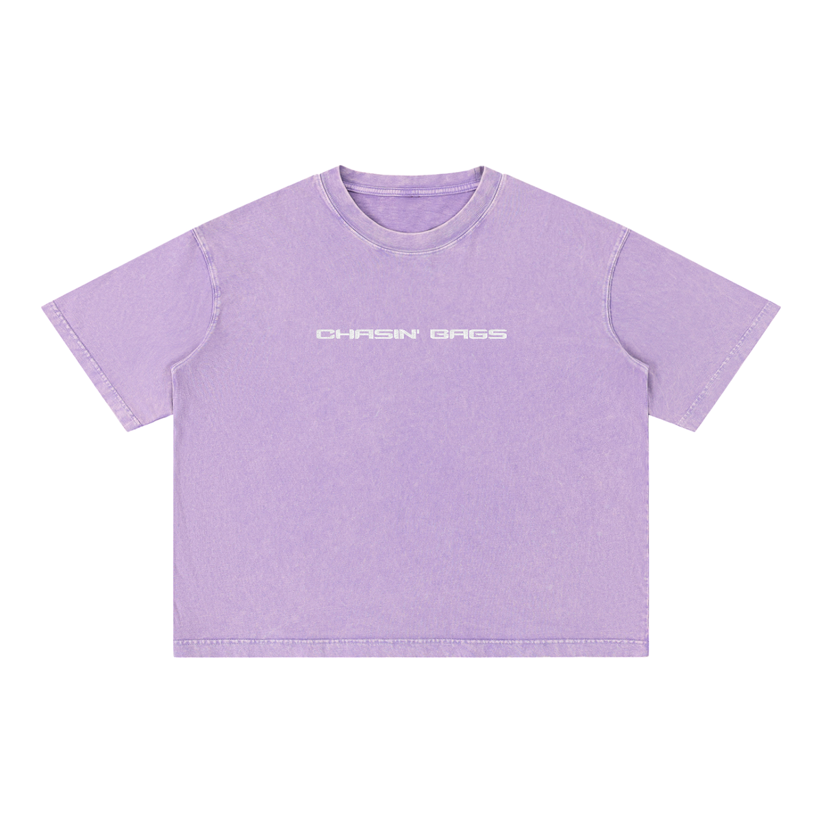 CB WHITE EMBROIDERY on a Mineral Wash Boxy Cotton T-Shirt