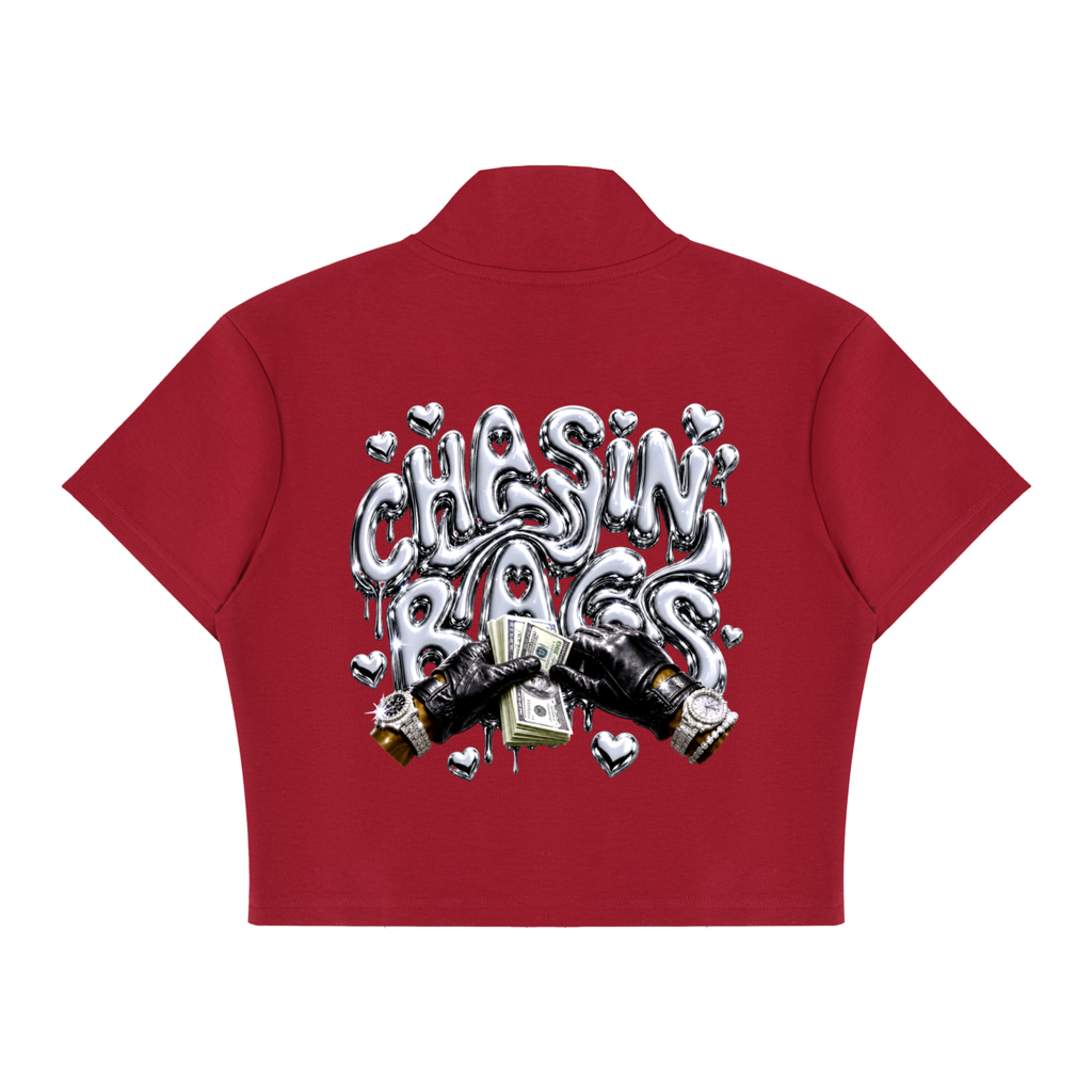 Women's Cropped Full Zip Short Sleeve T-Shirt
