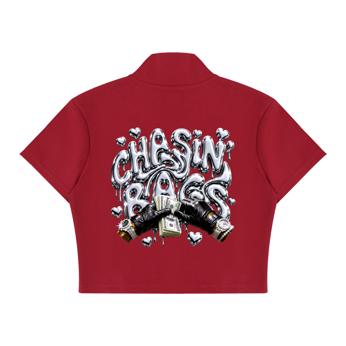 Women's Cropped Full Zip Short Sleeve T-Shirt