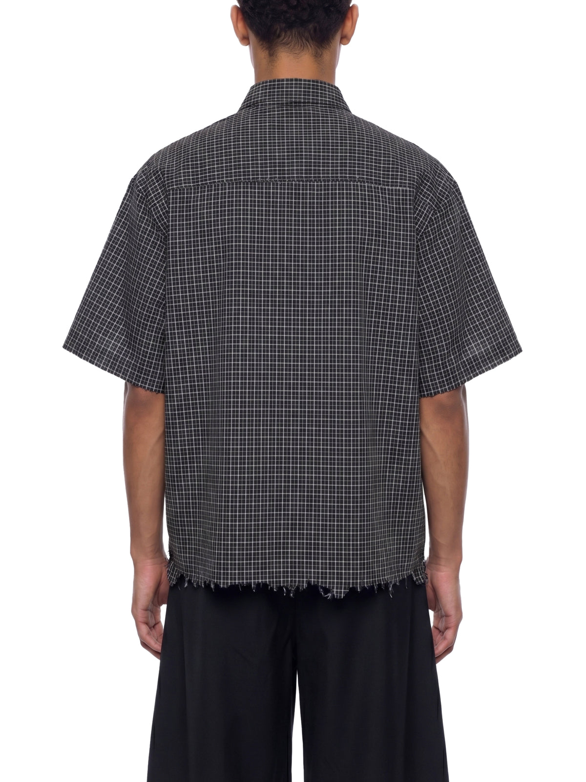 Unisex Distressed Plaid Boxy Shirt